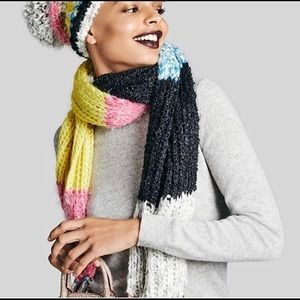 Inc Twisted Rib Colorblocked Fringed Muffler Scarf
